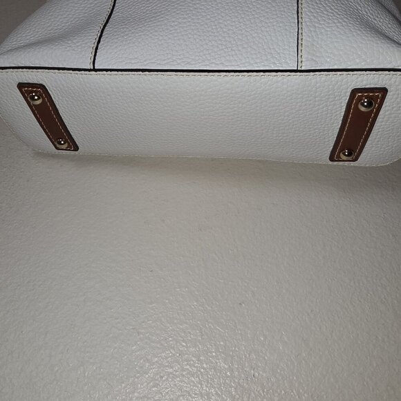 Dooney & Bourke Wexford Lexington Pebble Leather Tote Bag White Tan Handles Red - Picture 14 of 16